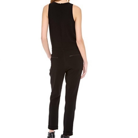 Rag & Bone Lana Leather Trim Elegant Black Sleeveless Jumpsuit - Picture 2 of 10